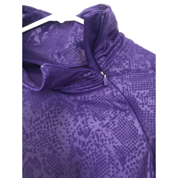 Nike Pro Dri-Fit Long Sleeve Embossed Mock‎ Neck Pullover Purple Women’s Medium - Image 6
