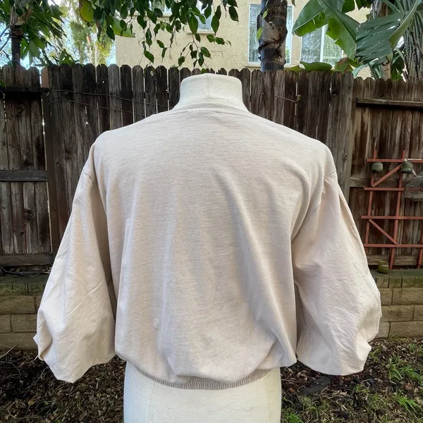 Zara Cream Puff Sleeve cropped minimalist career capsule wardrobe romantic top - Image 2