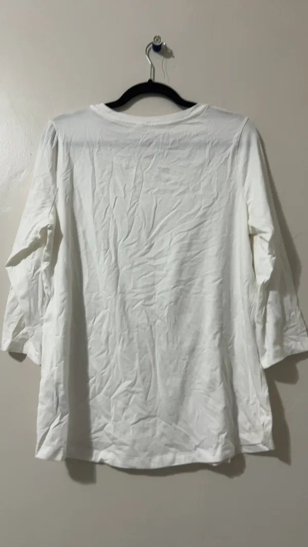 Belle Women's White Long Sleeve Cotton Top Medium - Image 2