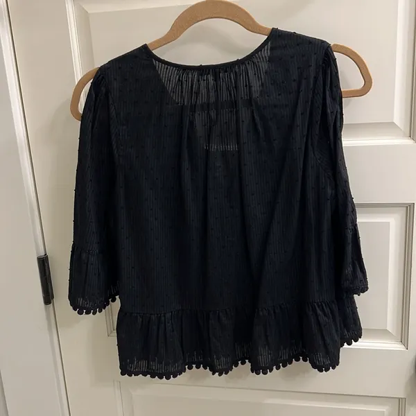 Madewell Peekaboo Pom-pom Top-Black - Image 8