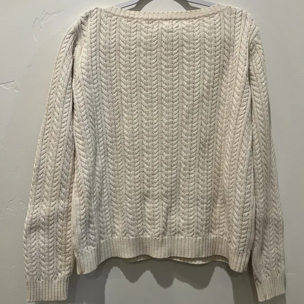Lauren Ralph Lauren Sweater Cable Knit Quiet Luxury Preppy Cream measures size L - Image 10