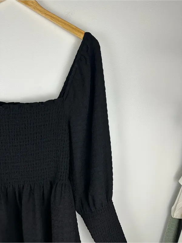 Hill House The Grace Black Mini Texture‎ Nap Dress Women’s Sz S - Image 4