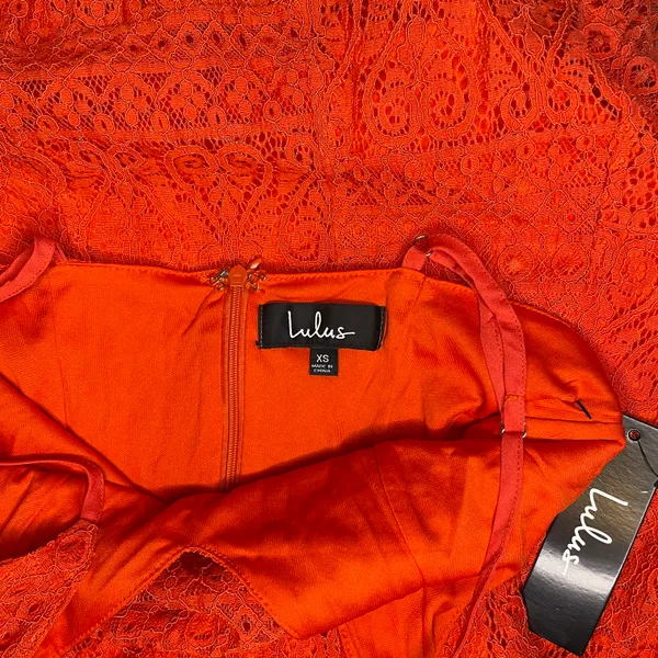 Lulus Happy Glow Lucky Orange Lace Midi Dress - Image 6