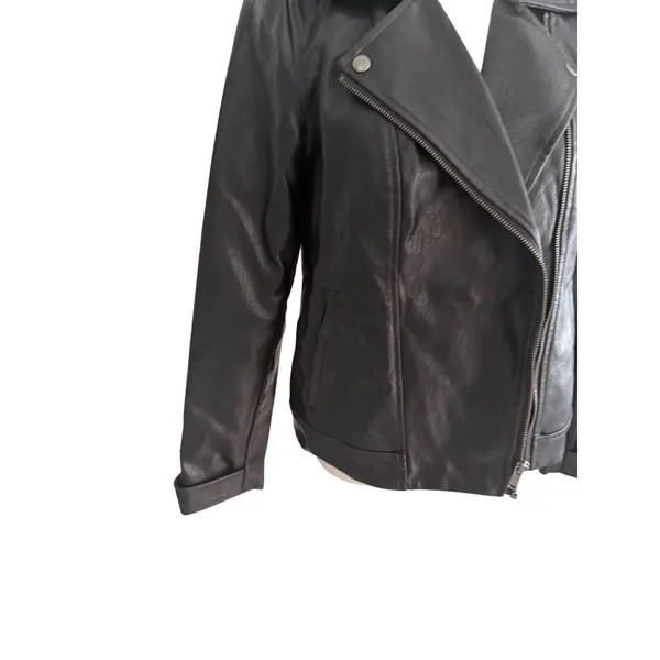 OLD NAVY Vegan Leather Black Jacket Size Medium - Image 5