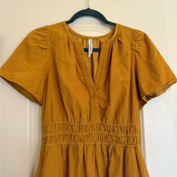 Anthropologie Golden Mini Dress - Image 3