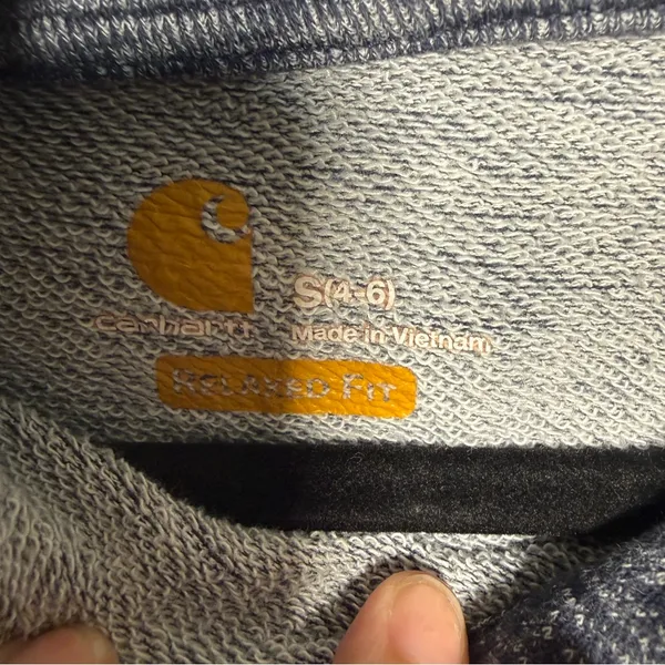 Carhartt Women's Small 4/6 Heathered Navy Hoodie Sweatshirt - Image 3