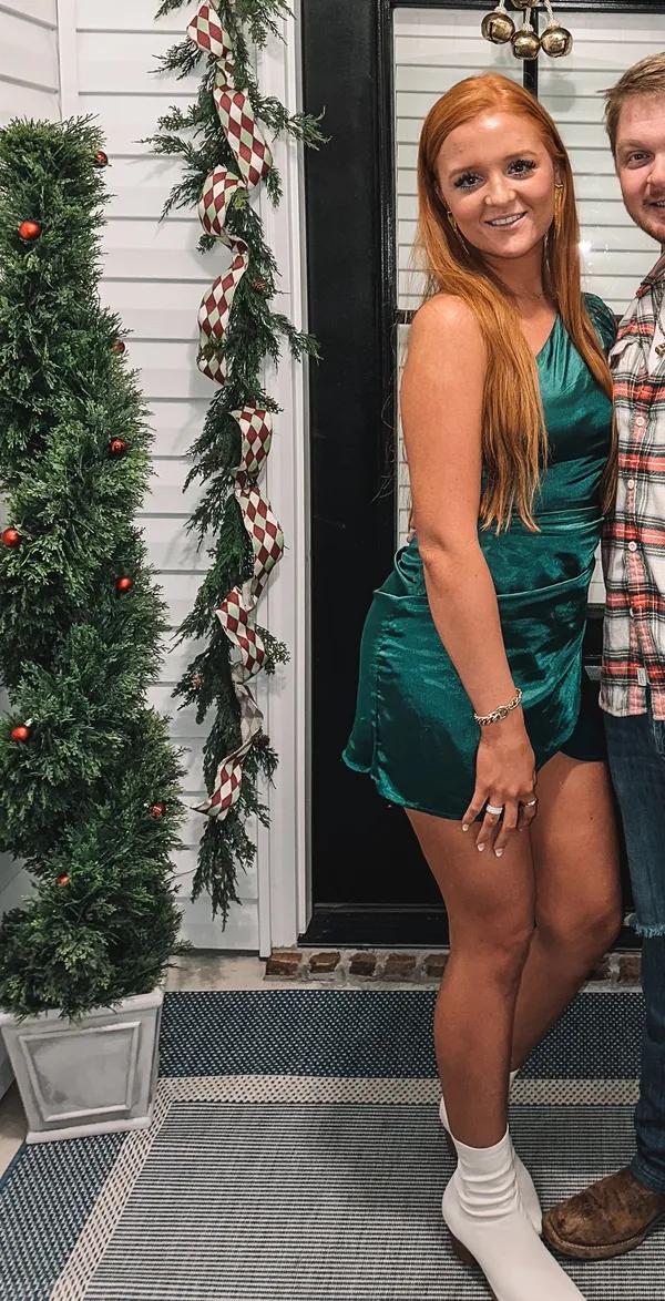 These Three Boutique Green Satin Dress - Image 2