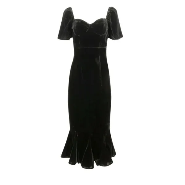 RHODE Sweetheart Velvet Ramona Slim Midi Dress in Jet Black Size 4 New with Tags - Image 10