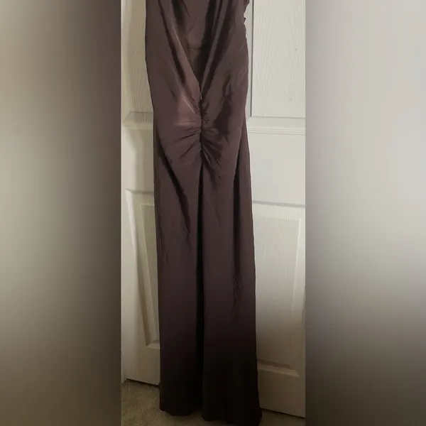 NWT Zara brown open-back maxi dress with back ruching size large - Image 13