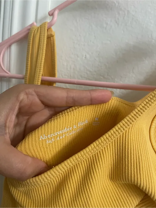 Abercrombie & Fitch Mustard Ribbed Scoop Neck Bodysuit - Image 2