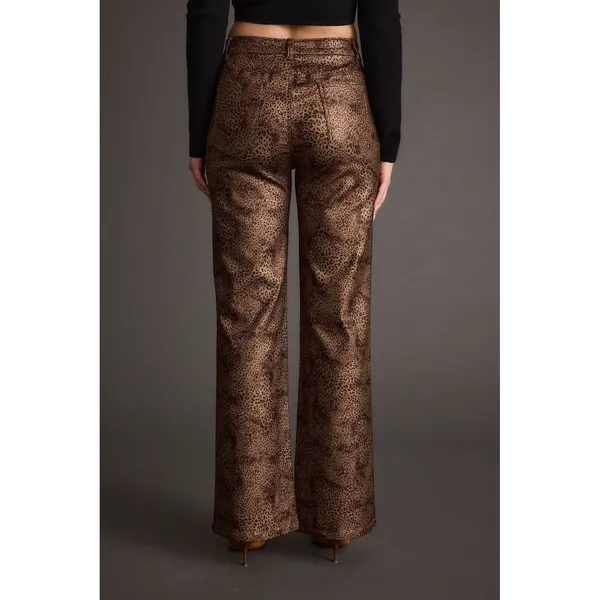 12th Tribe Womens After Hours Coated Leopard Pants Small - Image 3