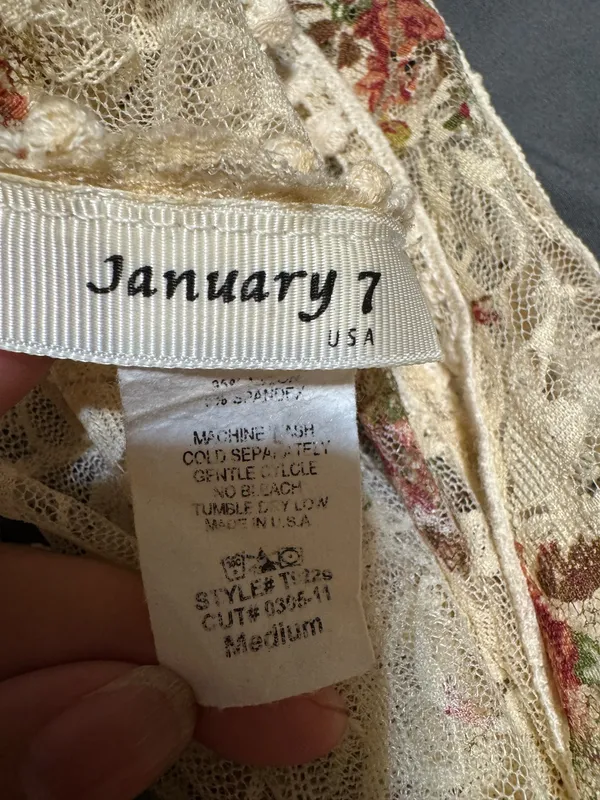 January 7 floral print embellished sheer top M - Image 6