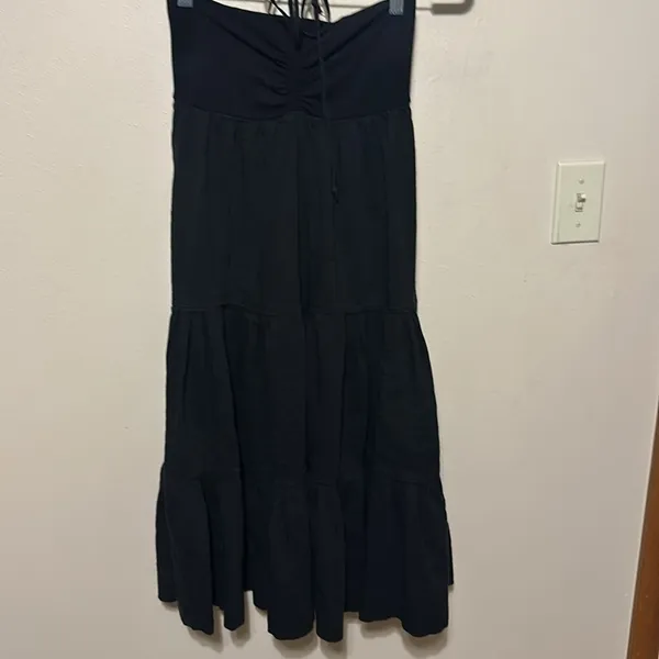 Theory Melcia black linen halter tiered cover‎ up dress One Size Fits Most - Image 5