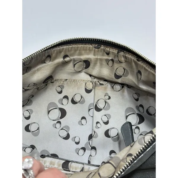 Coach Poppy Metallic Silver Leather Shoulder Bag Purse Logo Vtg Y2K - Image 11