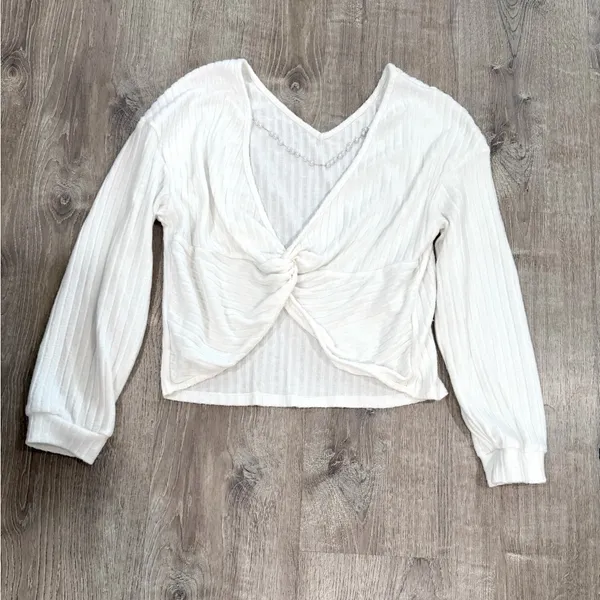 Feminine Date Night Girls Night Out Party Shower Winter V-Neck Low Back Twee Top - Image 4