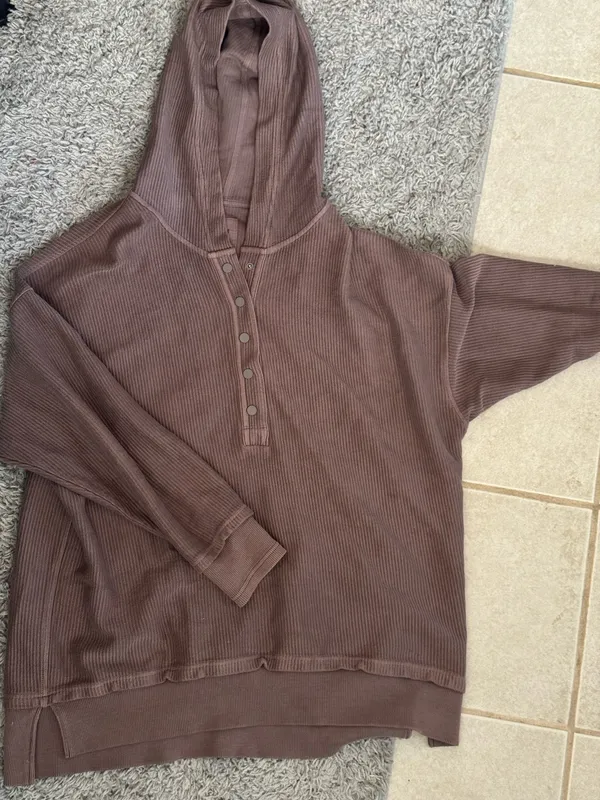 Aerie Brown Pullover Button M - Image 2