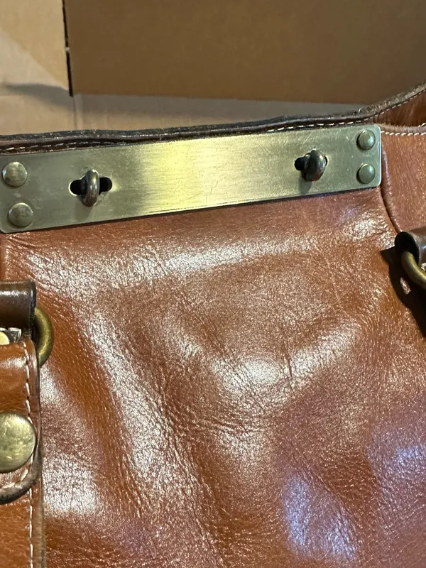 Patricia Nash Cognac Brown Leather Benvenuto Large Shoulder Bag - Image 11