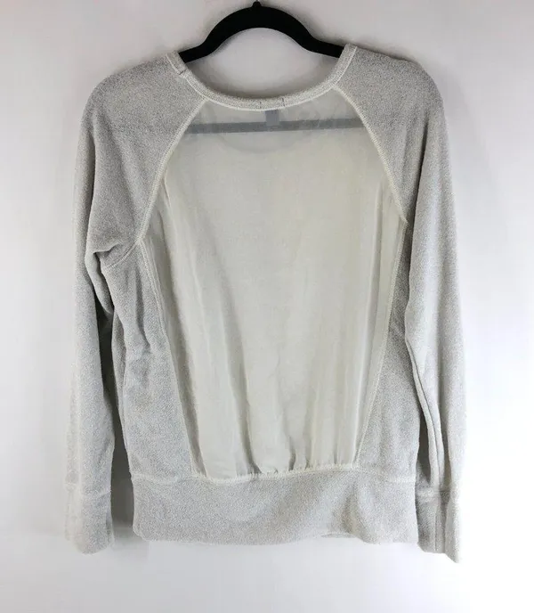 Aerie Womens Sweater Pullover Sheer Back Metallic Scoop Neck Gray M - Image 2