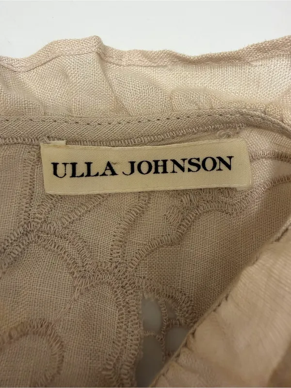 Ulla Johnson Aimee Linen Lace Eyelet Top Floral Embroidered Tan Size 4 - Image 11