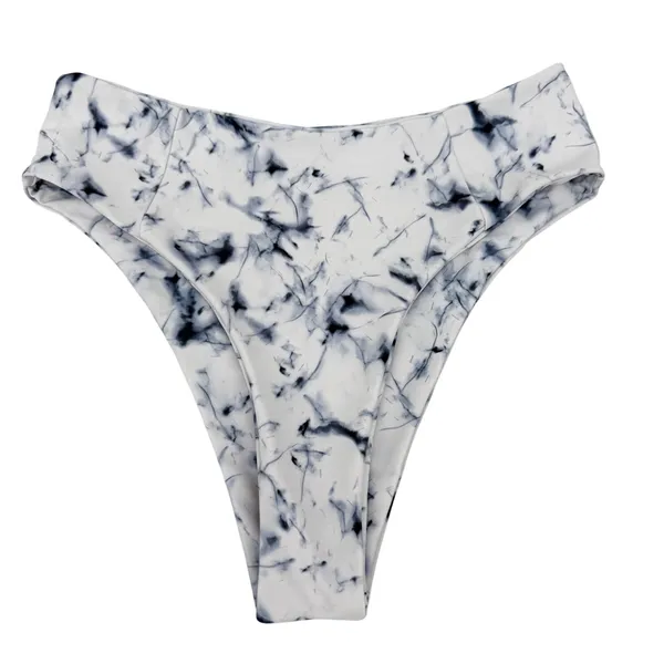 Bikini Set Women S White Blue Excellent Marble Tie Dye High Waist Resortwear‎ - Image 2