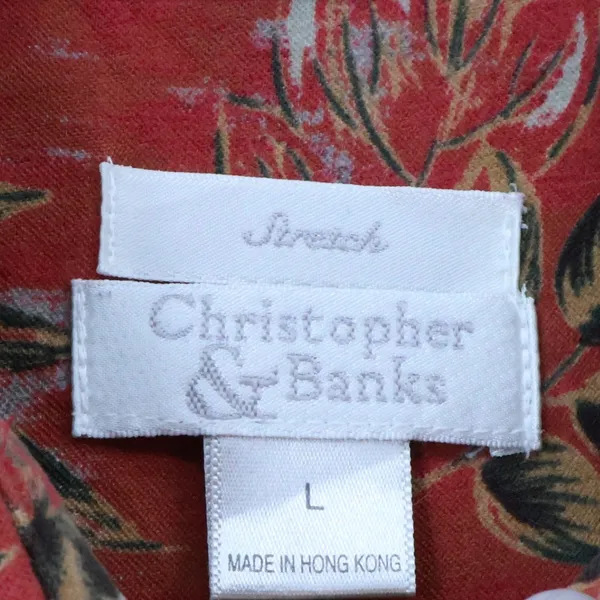 Christopher & Banks Vtg 90s Floral Button Down Shirt Jacket‎ Womens Shacket Western Stretch Size L - Image 3