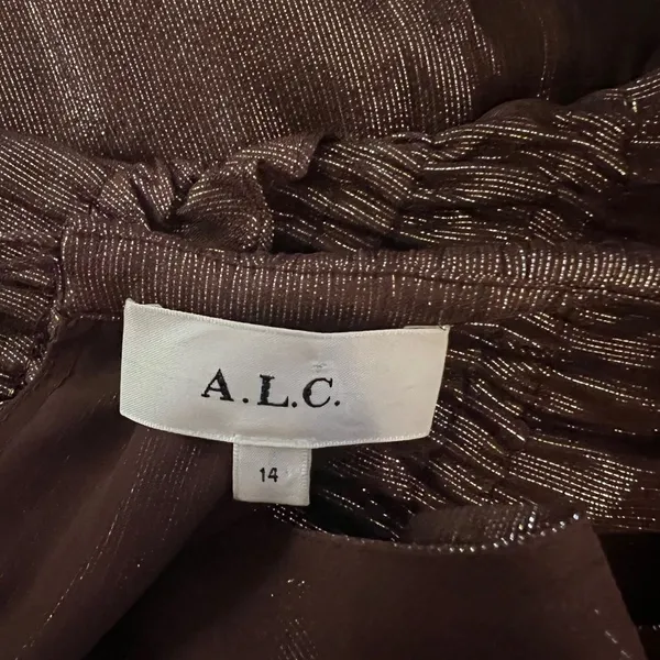 A.L.C. Elara Metallic Silk Halter Maxi Dress Bitter Chocolate 14 wedding guest - Image 8