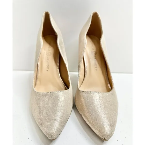 Chinese Laundry Gold Metallic‎ Scalloped Pointed Toe Stiletto Pumps Heels 7.5 - Image 5