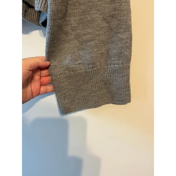 Quince Australian Merino Wool Cropped Mock Neck Sweater in Heather Grey Size L - Image 5