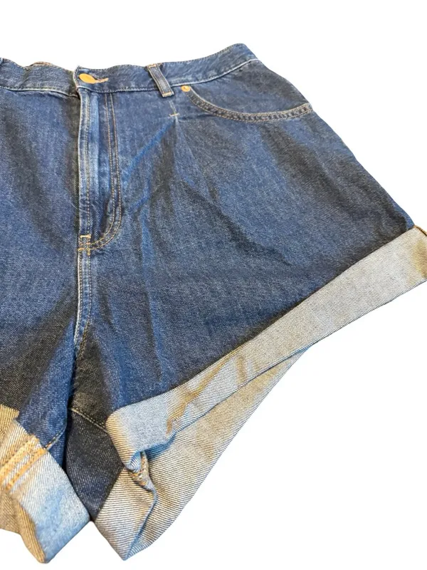 We The Free Danni High Rise Shorts Denim Dark Wash Oversized Cuff Size Large - Image 5