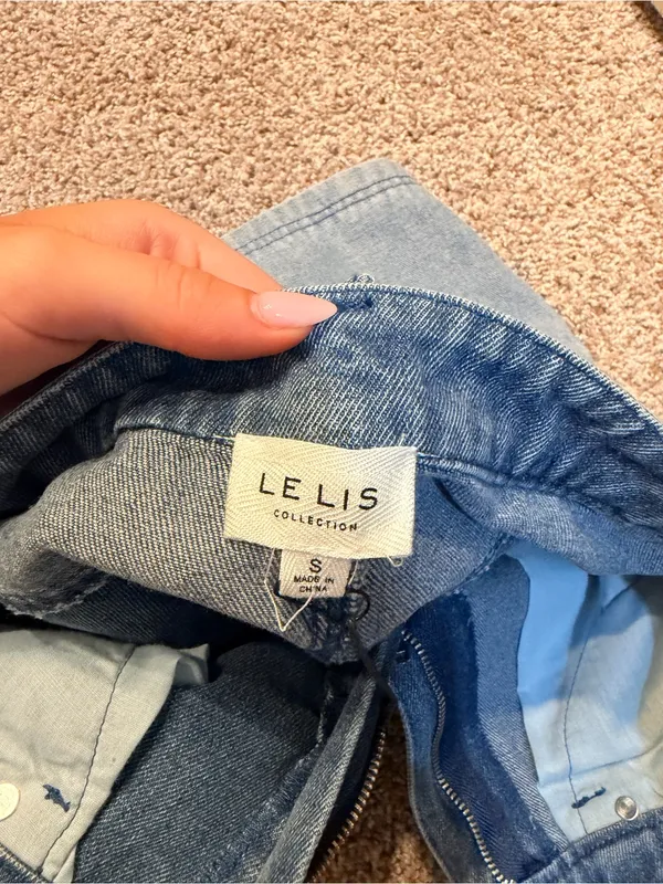 Le lis Apricot lane Two-Tone Light and Medium Blue Denim Mini Skirt - Image 3