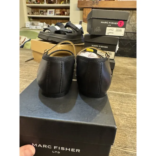 Marc Fisher Women's Espina Mary Jane Ballet Flat Leather Black Size US 8! - Image 6