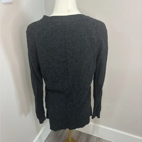 Madewell‎ Kent Cardigan Sweater Heather Charcoal Grey V-Neck Button Front Pocket - Image 3