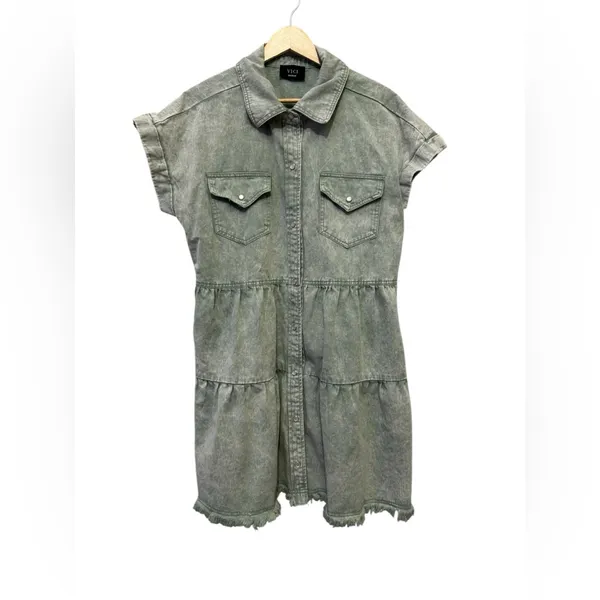 VICI Pearl Snap Button Down Mini Dress - Image 2