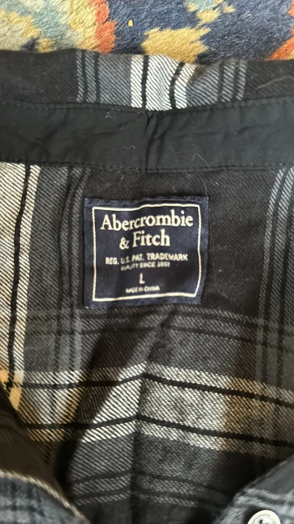 Abercrombie And Fitch Tunic Length Flannel In Black Grey Plaid - Image 3