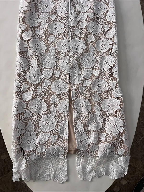 NWT Commense Semi Sheer Double Layer Floral Lace Corset Cami Midi Maxi Dress M - Image 6