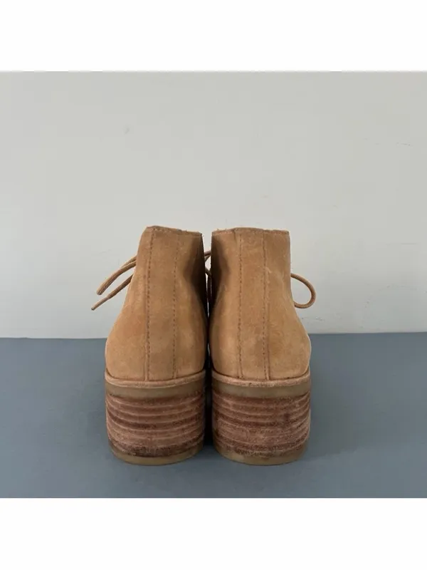 Clarks Originals Phenia Carnaby Tan‎ Brown Leather Chukka Lace Up Heel Boots - Image 6