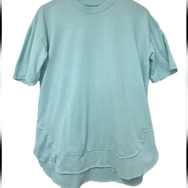 Royce Turquoise Blue Crewneck T-shirt Raw Edge Size Medium Casual Work Comfort - Image 2