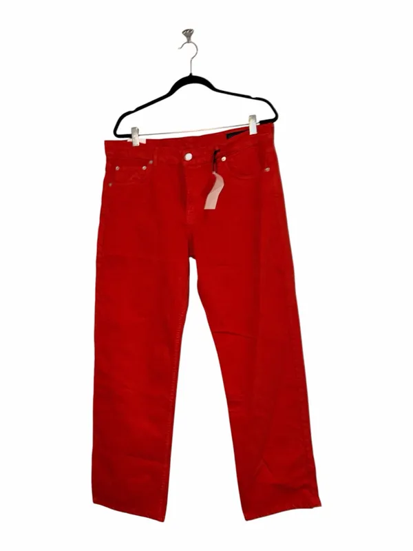 NWT ZARA ZW COLLECTION MID-RISE STRAIGHT LEG JEANS Red US -10 - Image 12