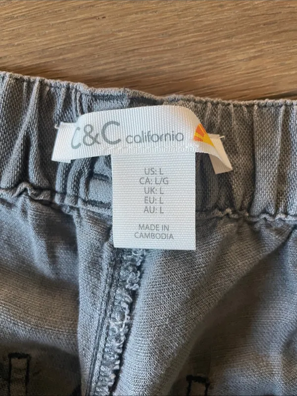 C&C California Linen Lyocell Cropped Pull On Pants Gray Size Large - Image 6