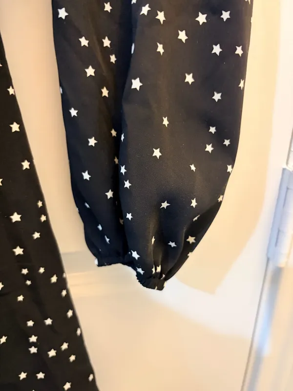 Alter’d State Star Print Mini Dress XS Black Celestial Sweetheart Long Sleeve Coquette - Image 4