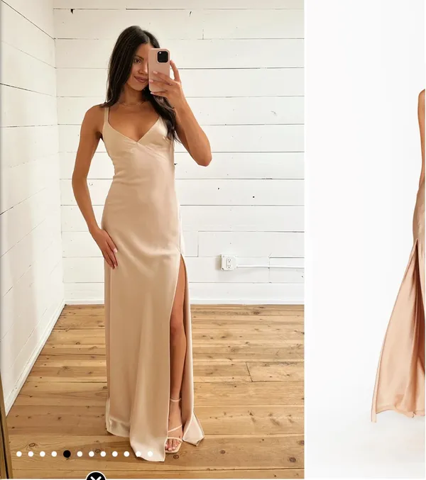 Show Me Your Mumu Anderson Maxi Dress Champagne Luxe Satin - Image 4
