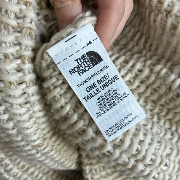 The North Face Chunky Knit Infinity Scarf One Size Cream Tan Womens Acrylic - Image 4
