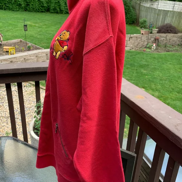 Vintage Disney Store Winnie The Pooh & Piglet Red Sweatshirt Top Shirt Size L - Image 5