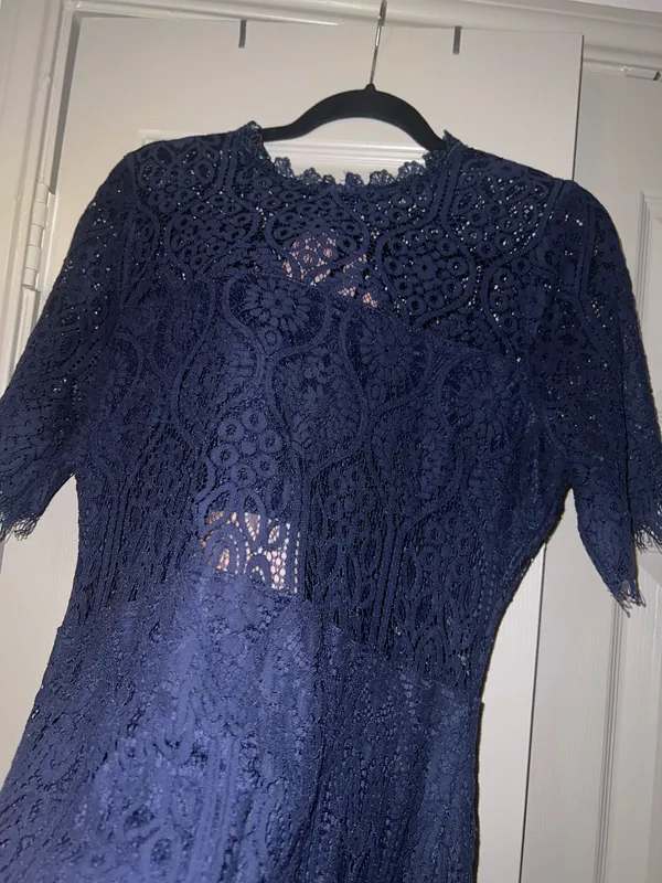 Lulus midi lace cocktail navy dress - Image 3