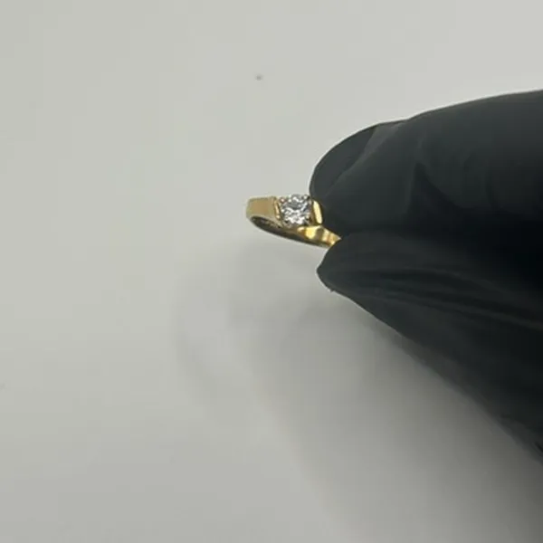 Vintage Gold Slanted CZ Ring Womens Cute 18k Plated Statement Dainty New - Image 2