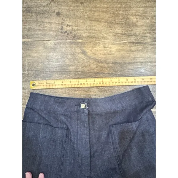 Kate Spade Denim Cropped Wide Leg Blue Indigo Jeans Size 6 Cuffed Patch Pocket - Image 10