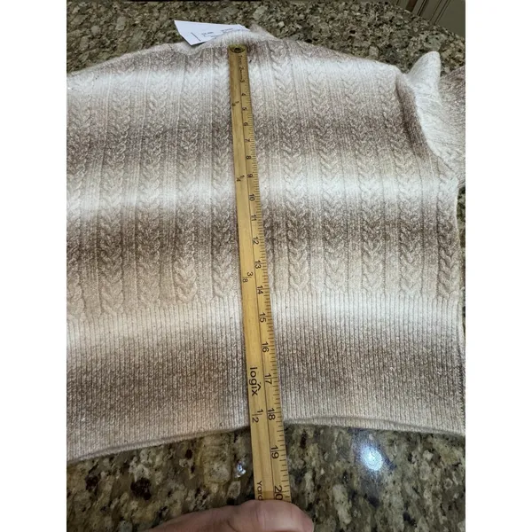 525 america sweater WILLOW: OMBRE SEQUIN CROP CARDIGAN Size XS Beige Cream - Image 14