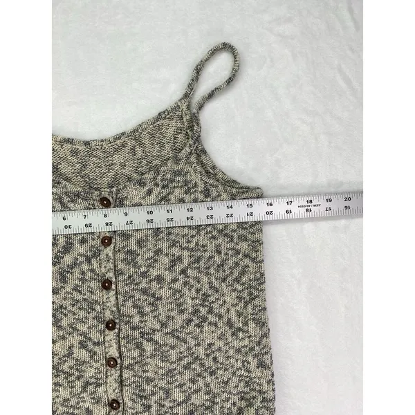 Madewell Knit Button Gray Cream Tank Top Cropped ribbed bottom Woman's‎ Sz S - Image 4