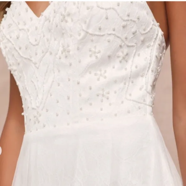 LULU's Bridal Wedding Romantic Flowy Dreamy Floral Lace Tulle Layered Ballgown - Image 6