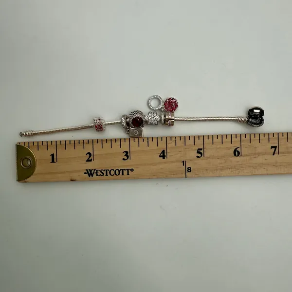 Pandora 6" Bracelet & 6 Dog Lover Charms Sterling Silver Pink Birthday Swarovski - Image 3